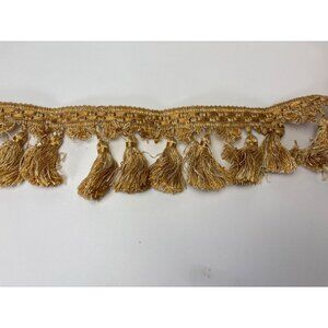 Golden Fringe Trim Tassel Border Fabric 2 yards 20" Sewing Home Décor Craft Vtg